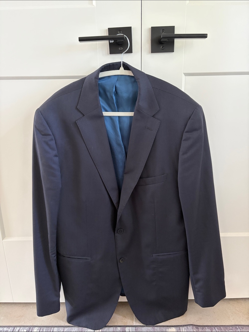 Massimo Dutti Men's Dark Navy Suit Jacket with Blue Lining
